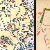 8. Фрагмент карты Москвы начала XIX века (слева) и проект устройства Хитровской площади 1824 года (справа).